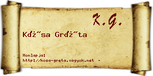 Kósa Gréta névjegykártya